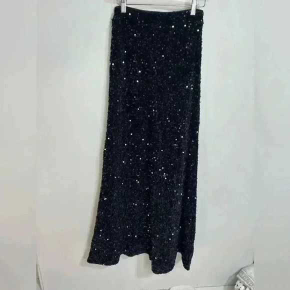 FAERIESTY Black Sequin Wide leg Pants Size Small - Picture 8 of 8